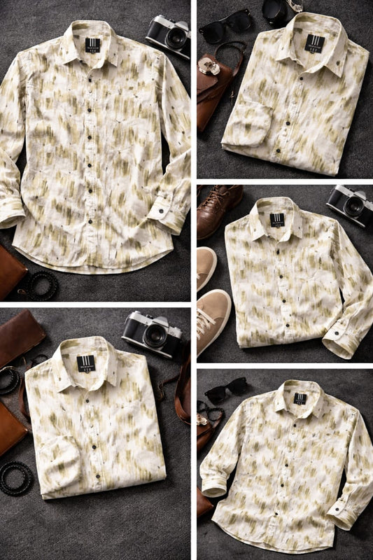 Beige & Olive Abstract Texture Shirt