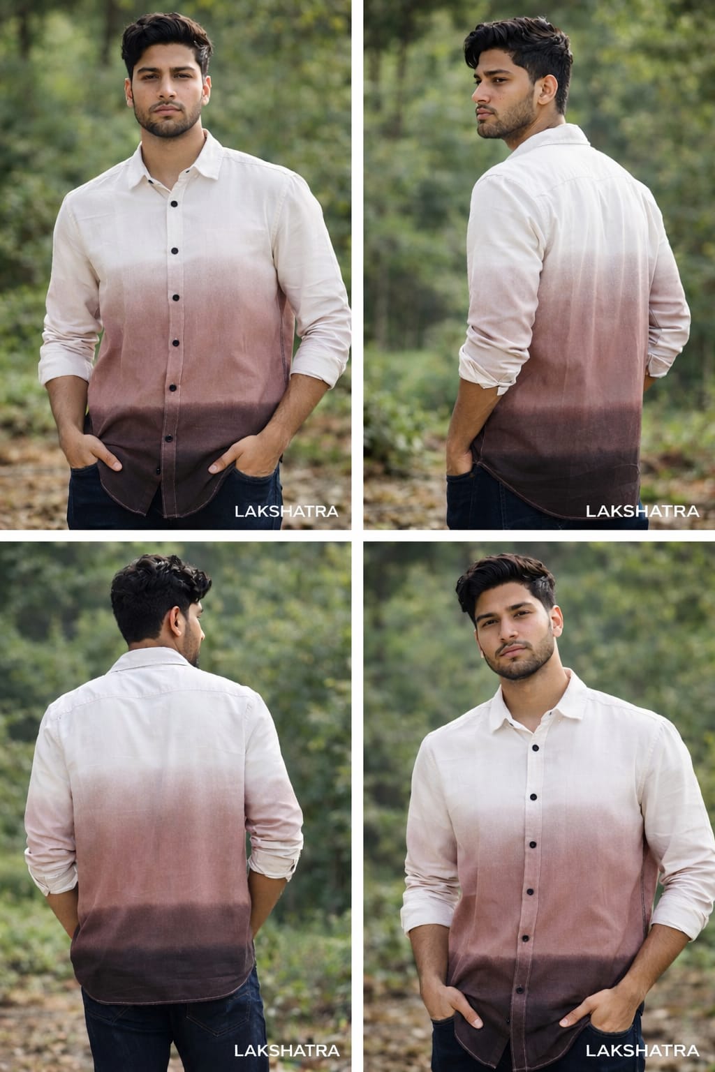 White Shirt with Brown Gradient Fade