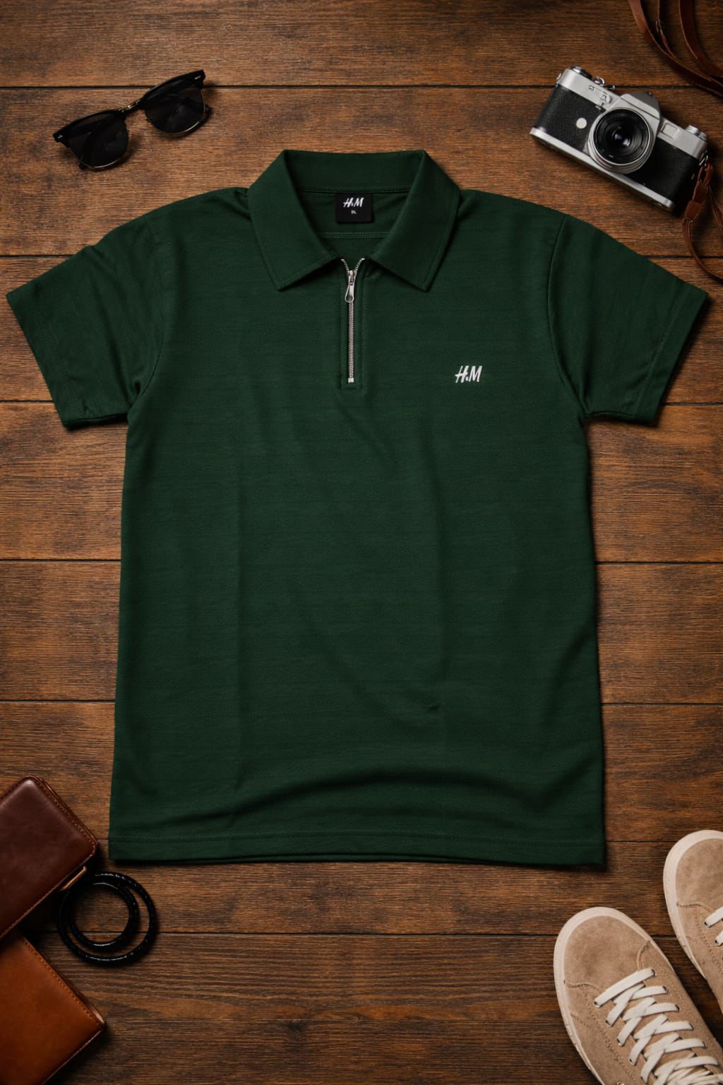 Dark green polo T-shirt