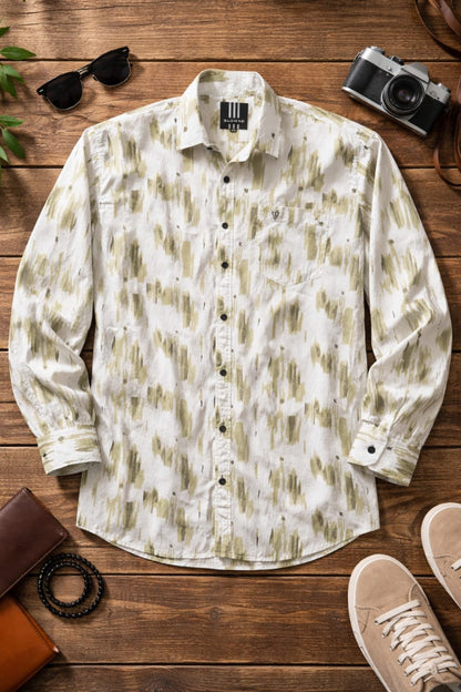 Beige & Olive Abstract Texture Shirt