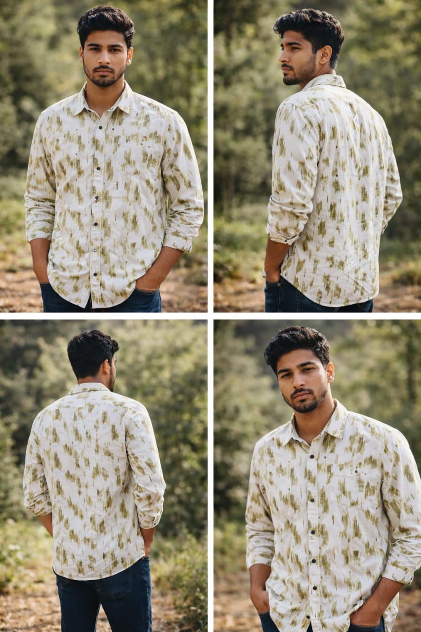 Beige & Olive Abstract Texture Shirt