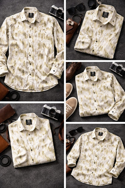 Beige & Olive Abstract Texture Shirt