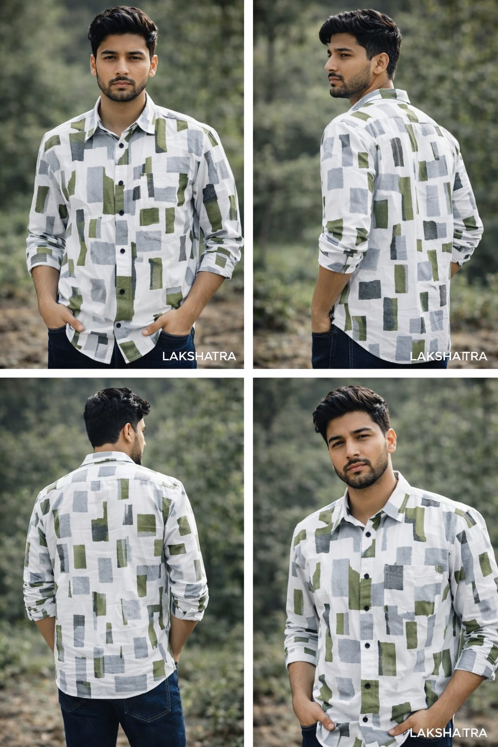 Olive & Grey Abstract Print Shirt