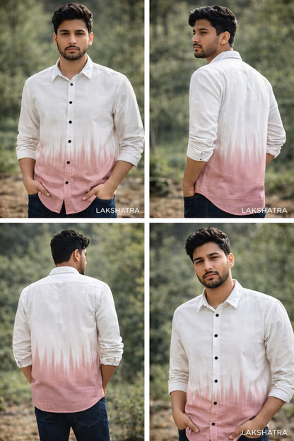 Men’s Ombre Fade Casual Shirt (Cream–Brown)
