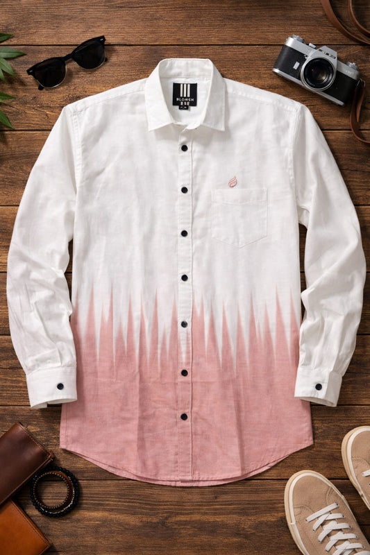 Men’s Ombre Fade Casual Shirt (Cream–Brown)