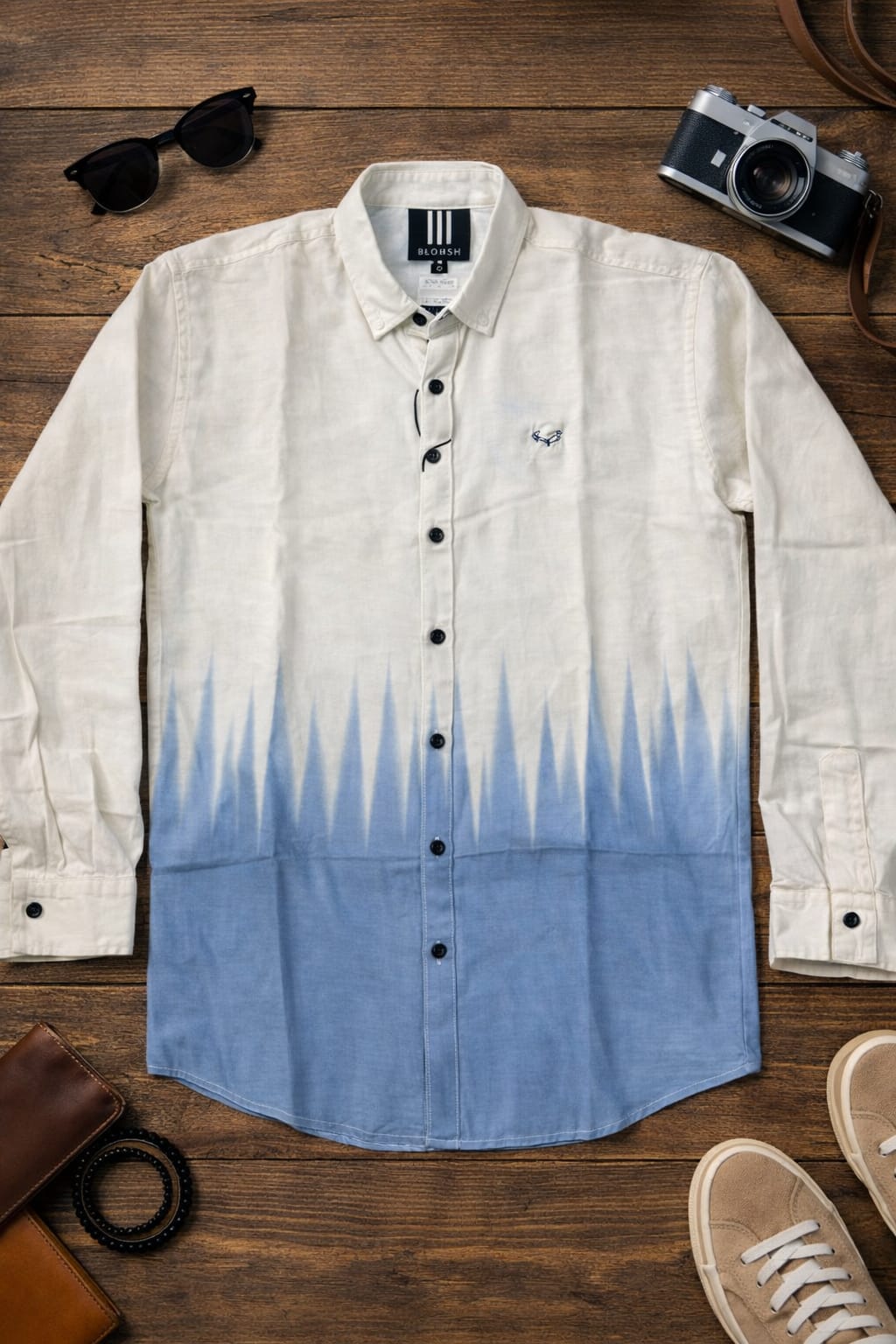 White–Sky Blue Ombre Shirt