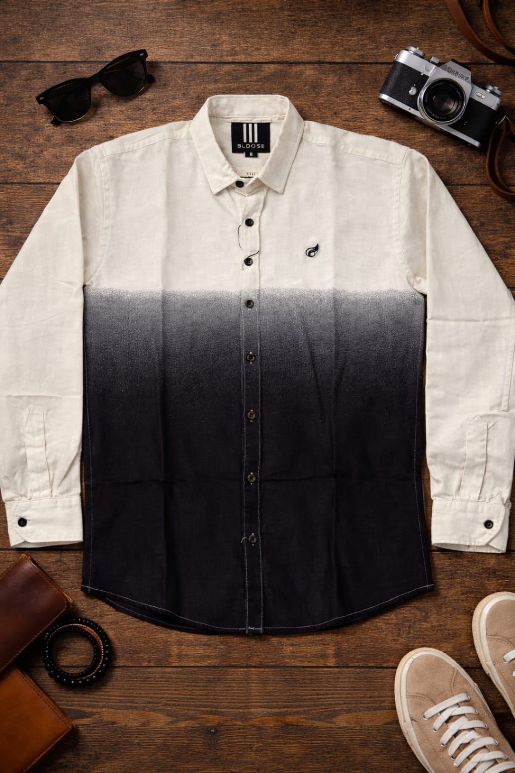 White Midnight black Ombre shirt